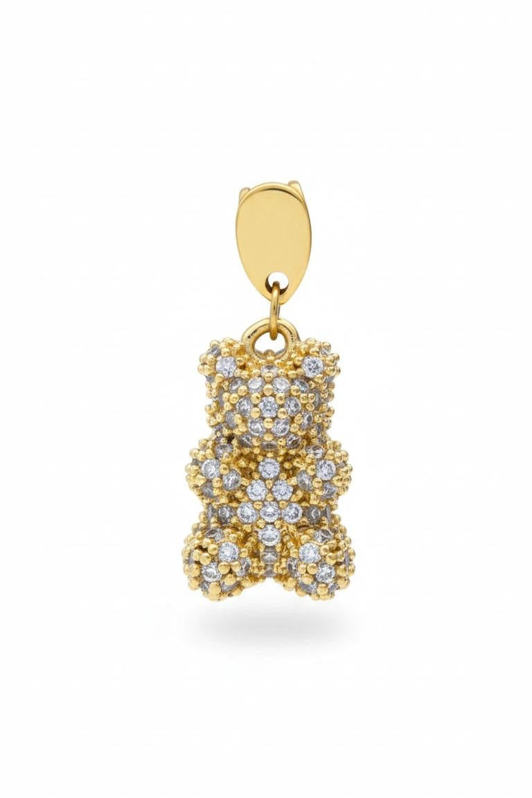 Brincos Urso Madrid em aço inoxidável dourado cravejado com zircónias